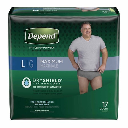 Depend Fresh Protection Male Adult Absorbent Underwear Depend FIT-FLEX Pull On with Tear Away Seams, 17PK 47926